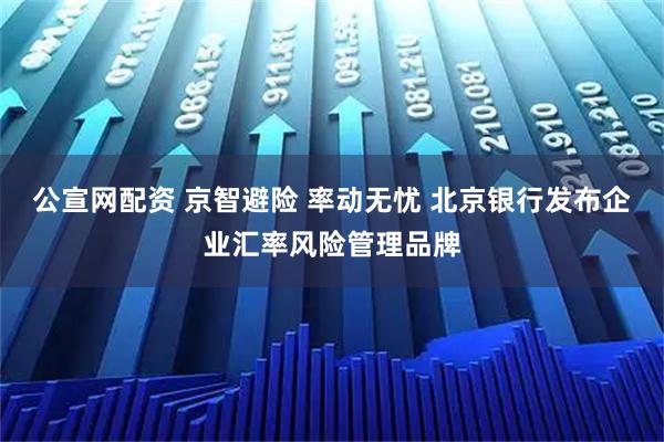 公宣网配资 京智避险 率动无忧 北京银行发布企业汇率风险管理品牌