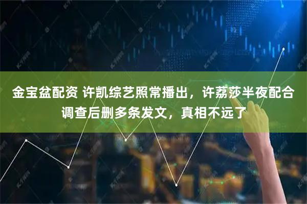 金宝盆配资 许凯综艺照常播出，许荔莎半夜配合调查后删多条发文，真相不远了